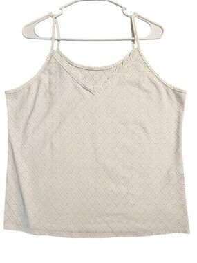 SHEIN White Eyelet Lace Trim Cami